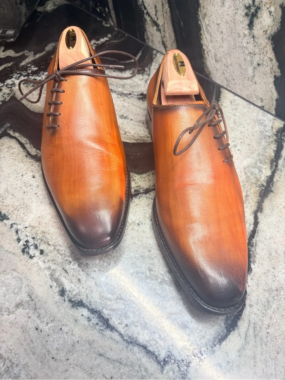 Rawls Men’s UK 9 Cognac Burnished Leather Dress Shoes Leather Sole